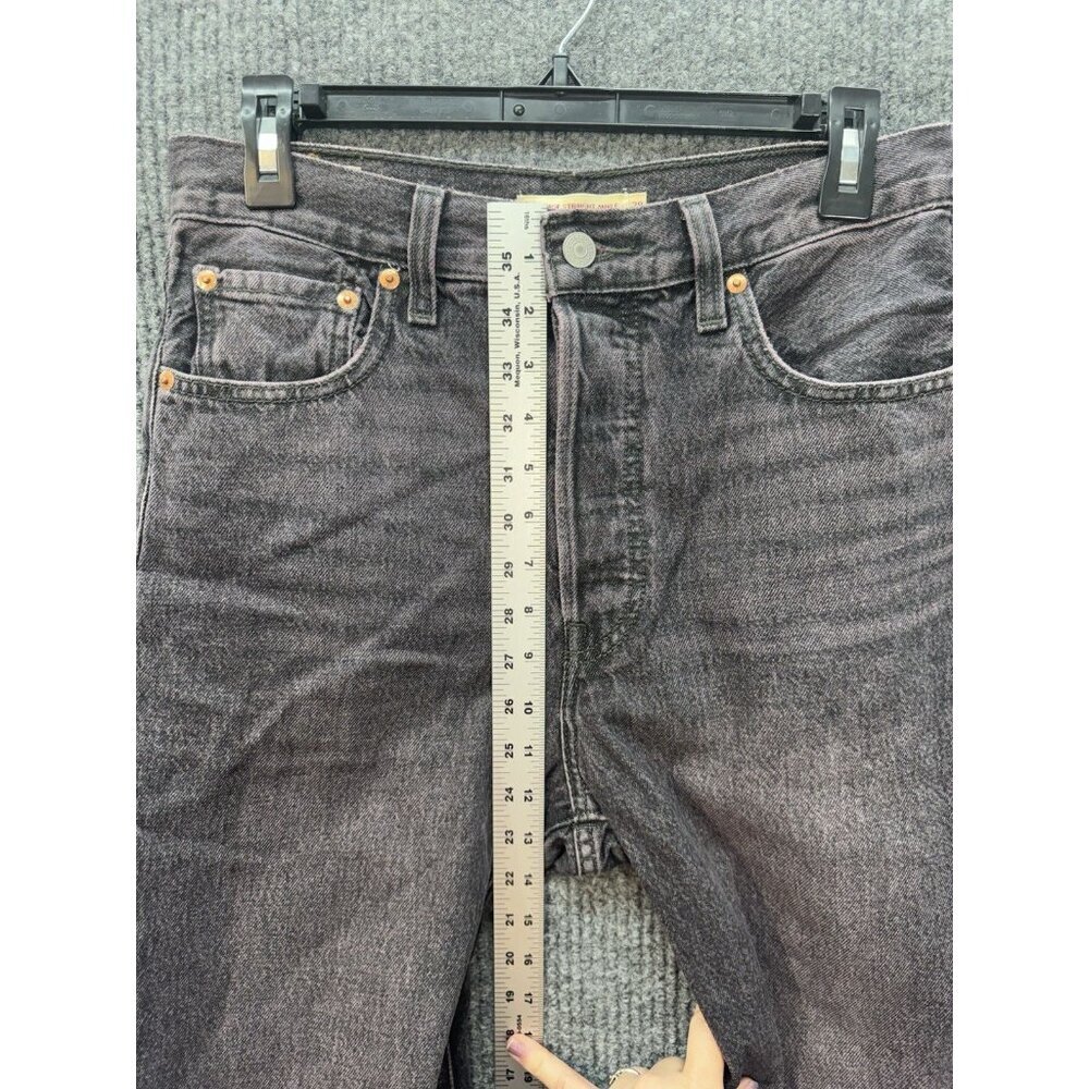 Levis Ribcage Straight Ankle Jeans Womens 28x29 Black Purple Wash Button Fly - Picture 9 of 12